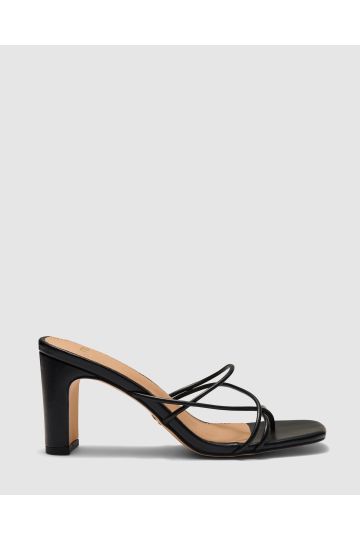 Ubari Black Heeled Mules