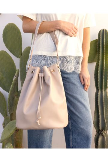 Adelaide Taupe Large Bucket Shoulder Bag