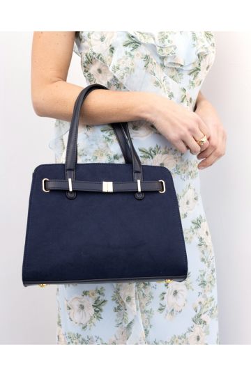 Andalucia Navy Structured Top Handle Bag