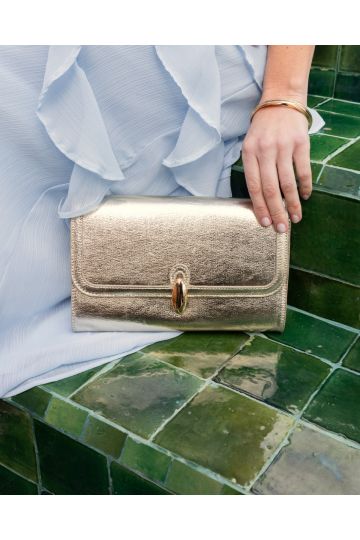 Angel Gold Hardware Detail Chain Clutch Bag