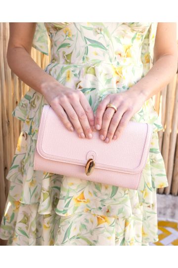Angel Pink Hardware Detail Chain Clutch Bag