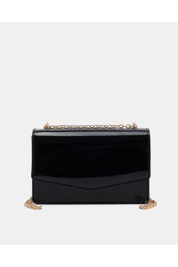 ARIANNA Black Patent Chain Shoulder Bag