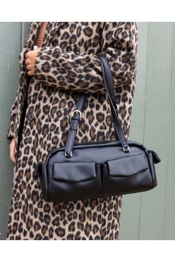 AYVA Black Pocket Shoulder Bag