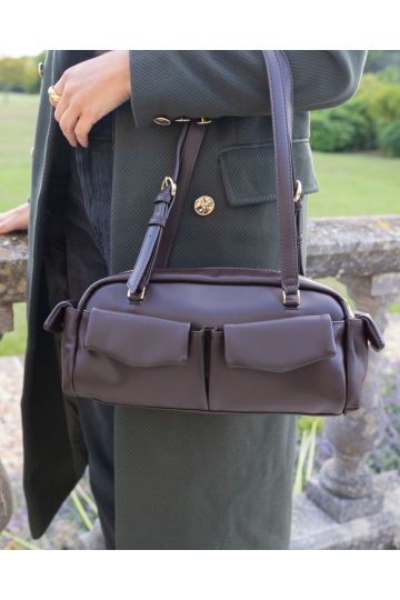 AYVA Dark Brown Pocket Shoulder Bag