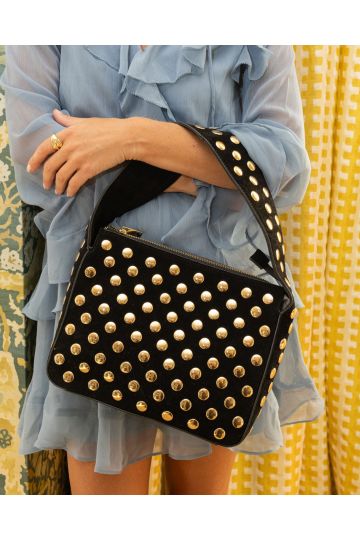 Aziel Black Studded Shoulder Bag