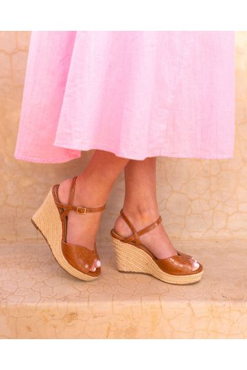 BLISS Tan Espadrille Wedge Sandal