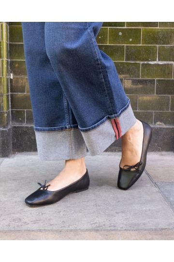 CAMILLA Black Asymmetric Bow Ballerina