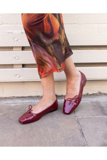 CAMILLA Burgundy Asymmetric Bow Ballerina
