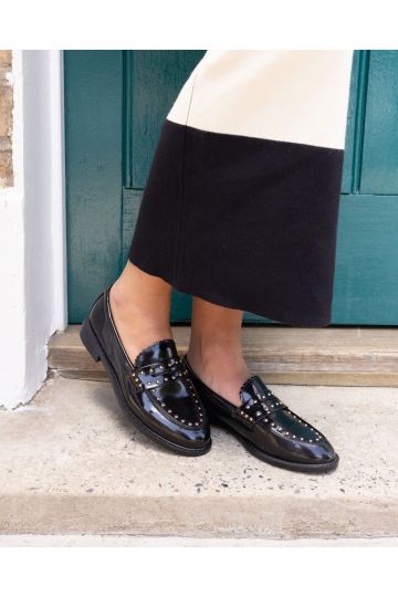 CARMELLA Stud Detail Black Loafer