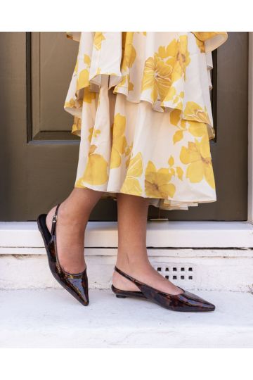 CLOVER Tort Point Toe Low Heel Slingback