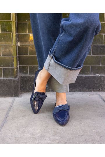 COCO Navy Bow Flat Point Shoe