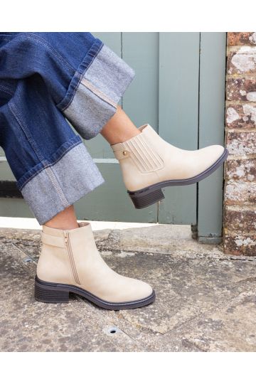 Wide Fit Darlina Taupe Flat Chelsea Ankle Boot