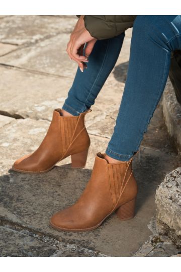 Devan Tan Block Heel Chelsea Boot
