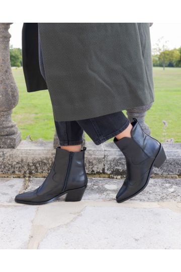 DIABLO Black Low Heel Western Boot