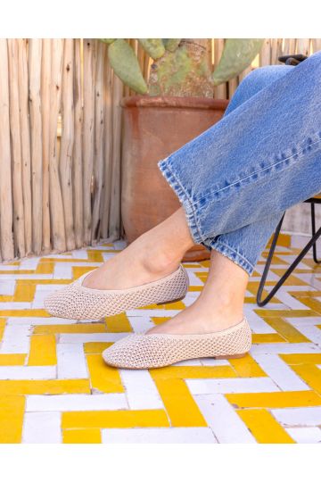Fame Natural Woven Flat Ballerina Shoe
