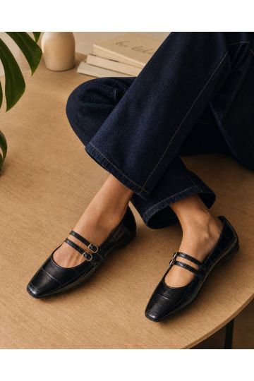 Fancie Black Mary Jane Flat Shoe