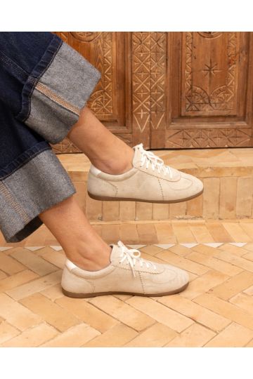 Flavia Grey Soft Lace Up Low Profile Trainer