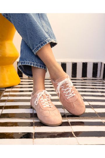Flavia Pink Soft Lace Up Low Profile Trainer