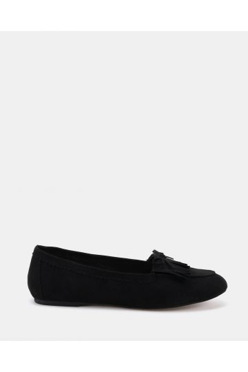 FRANKIE Black Moccasin Flat Shoe