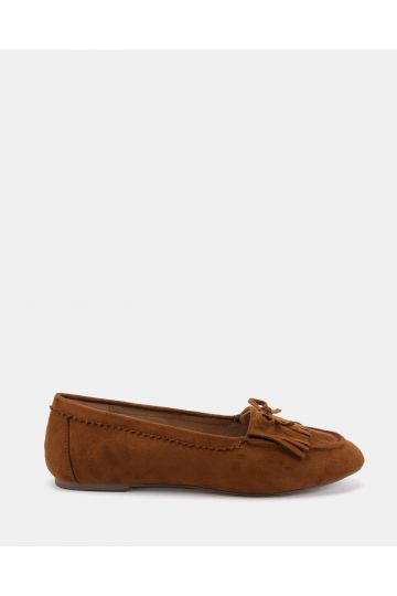FRANKIE Tan Moccasin Flat Shoe