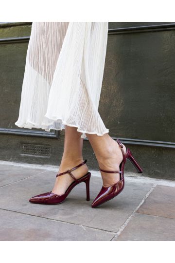 INDIE Burgundy Point Toe Strappy Court Shoe