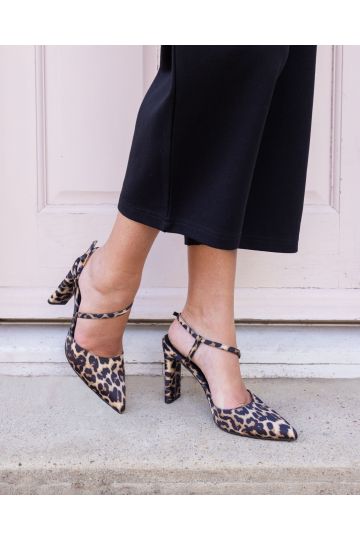 INDIE Leopard Point Toe Strappy Court Shoe