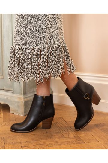 Juliette Black Hardware Heeled Ankle Boot
