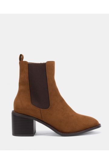 Wide Fit Juno Tan Block Heel Chelsea Ankle Boot