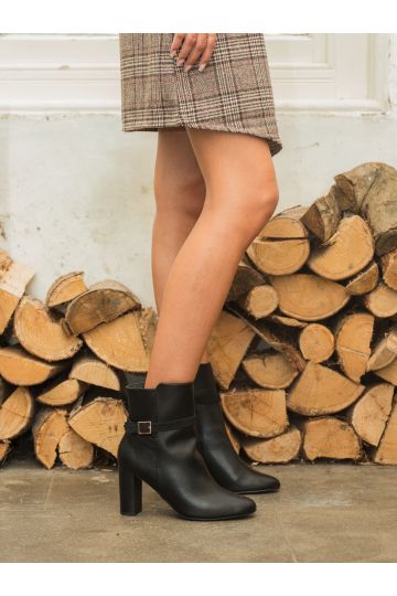 Kacha Block Heel Buckle Detail Ankle Boots