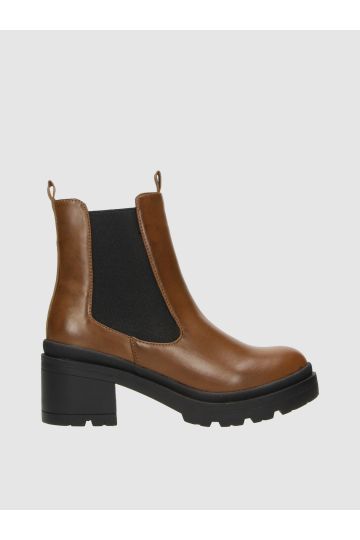 Lila Tan Mid Heel Chelsea Ankle Boot