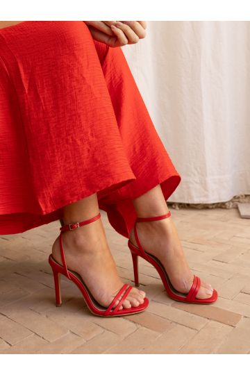 MCKENNA Red Strappy Heeled Sandal