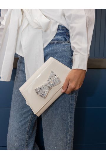 Annie Off White Luxe Clutch Bag