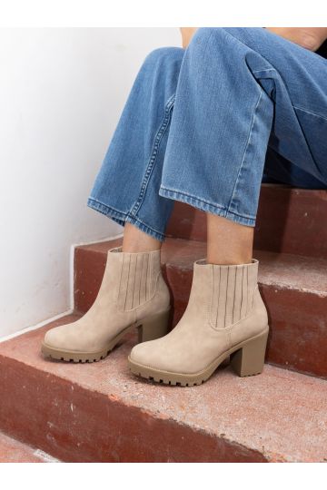 Wide Fit Harlequin Taupe Chelsea Heeled Unit Boot