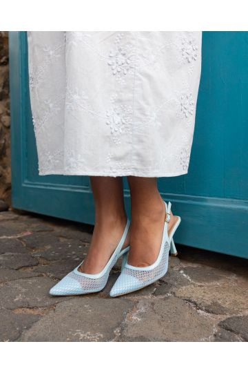 ILONA Blue Mesh Point Slingback Court