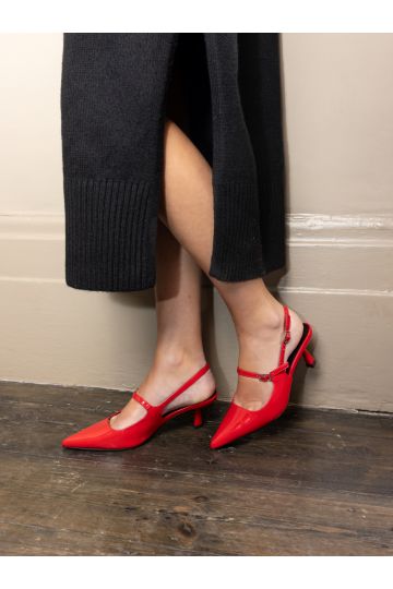 Ispra Red Slingback Mary Jane Point Court