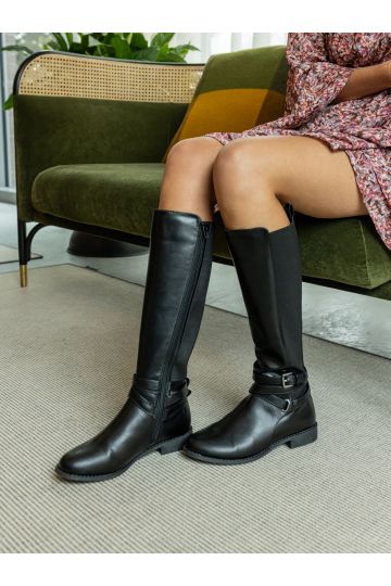 Wide Fit Jadine Black Knee High Boot