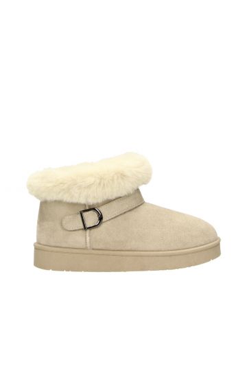 LARK Sand Faux Fur Buckle Ankle Boot