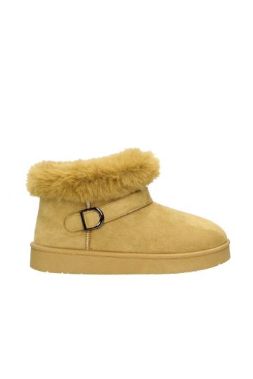 LARK Tan Faux Fur Buckle Ankle Boot