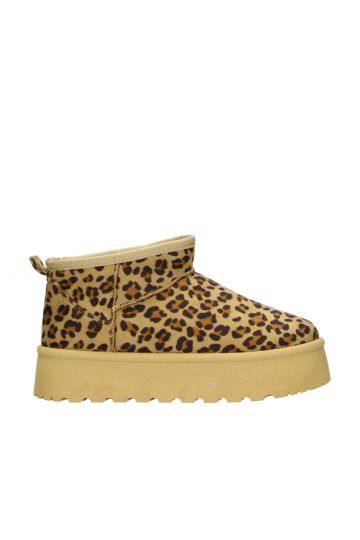 LUNA Leopard Low Ankle Pull On Platform Boot