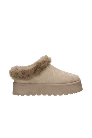 LYDIA Sand Faux Fur Platform Mule