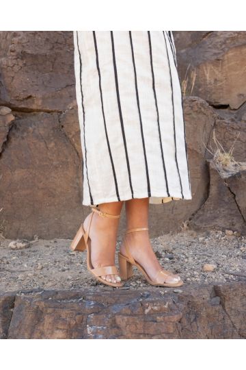 MARTINEZ Nude Block Heel Sandal