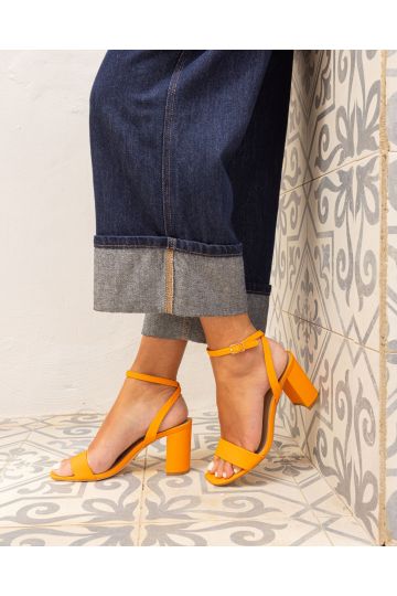 MARTINEZ Orange Block Heel Sandal
