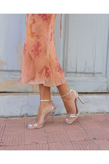 MATILDA Silver Strappy Heeled Sandal