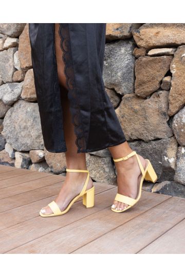 Wide Fit MARTINEZ Lemon Block Heel Sandal
