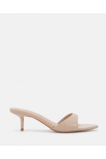 Rachel Nude Mid Heel Pointed Toe Mule Sandal