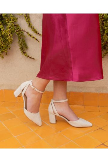 WIDE FIT IMELDA Natural Two Part Ankle Strap Court