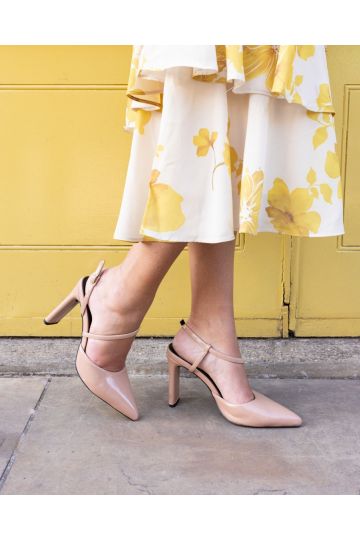 WIDE FIT INDIE Nude Point Toe Strappy Court Shoe