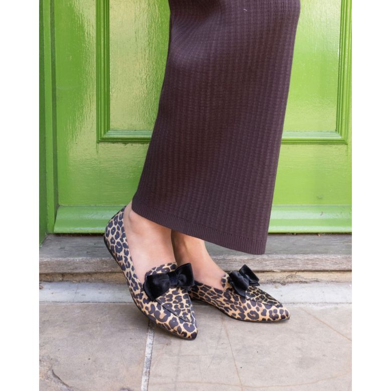 COCO Leopard Bow Flat Point Shoe