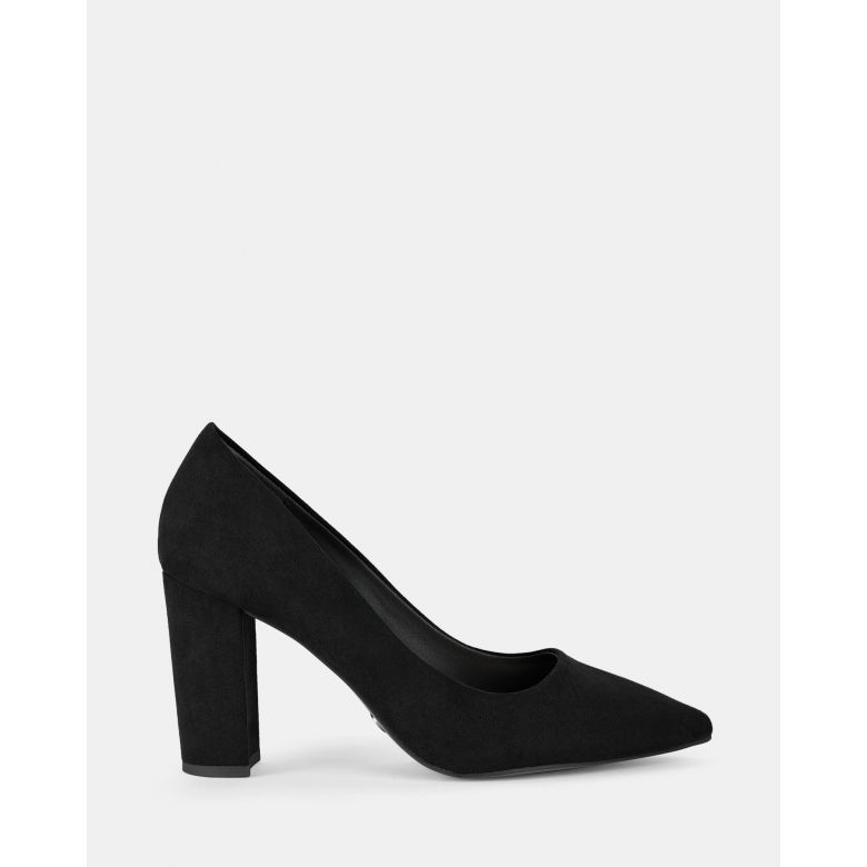 Wide Fit Pointed Block Heels Wide Fit Illiana Black Point Toe Block