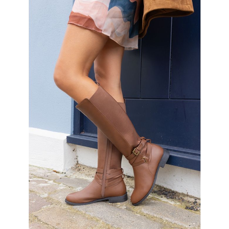 Wide Fit Tan Knee High Block Heel Boots Wide Fit Jadine Tan Knee